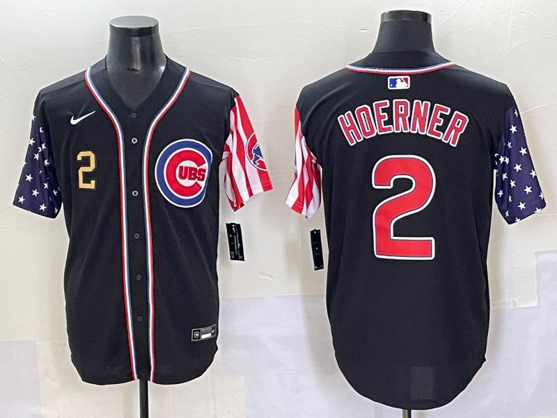 Men 2025 Chicago Cubs 2 Hoerner Black a generation of national flags Joint Name Nike MLB Jersey style 3
